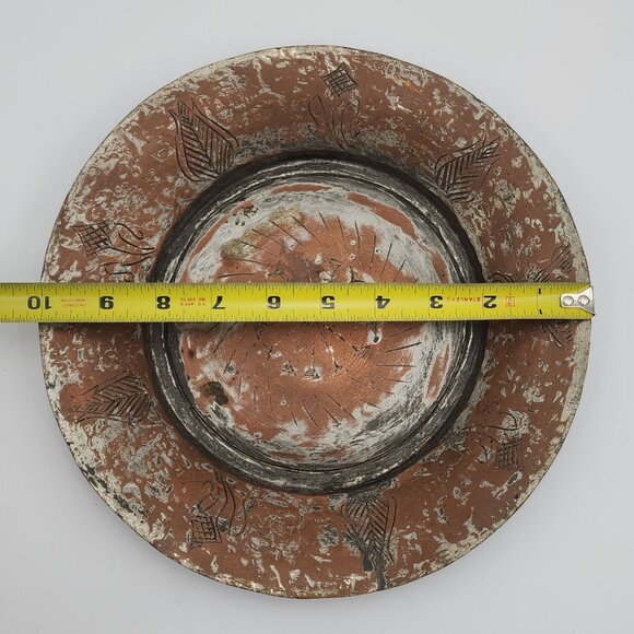 Handcrafted Vintage Copper Decorative Plate With Intricate Engraved Patterns - Picture 9 of 12